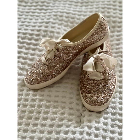 Keds x Kate Spade Gold Glitter Lace Up Shoes Size 5.5 - Wedding day shoes - Picture 2 of 5